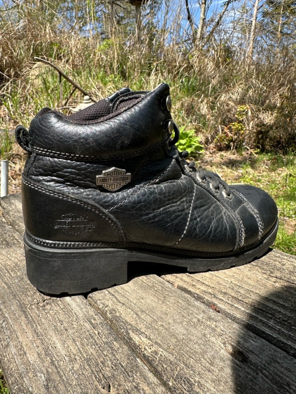 Harley-Davidson Black Leather Lace-Up Motorcycle Boot